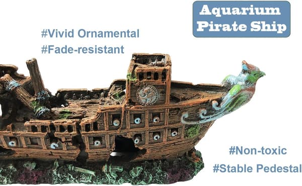 Pirate Ship Aquarium Ornaments Resin Decorations Environmentally Friendly Fi