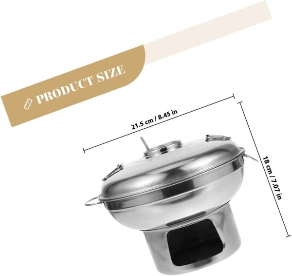 Bærbar Hot Pot i Rustfritt Stål med Doble Håndtak 20 cm Kullgrill Gryte