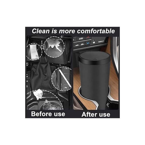 Mini Car Trash Can with Lid 2 pcs 800ml Portable for Car Kitchen and Office Black YYV