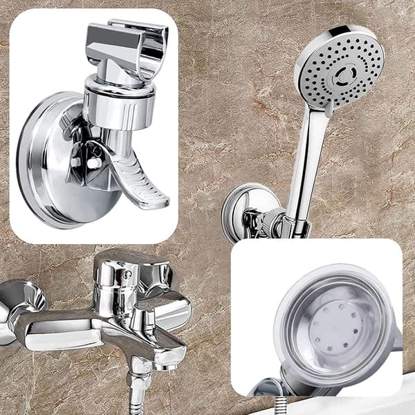 Adjustable Shower Head Holder with Suction Cup 360 Degree Rotation Wall Mount Bracket 2 Pieces