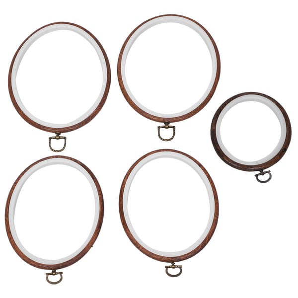 5 st broderbågar, cirkel, korsstygnsram, oval ram, retro DIY-tillbehör 0.8 0.8