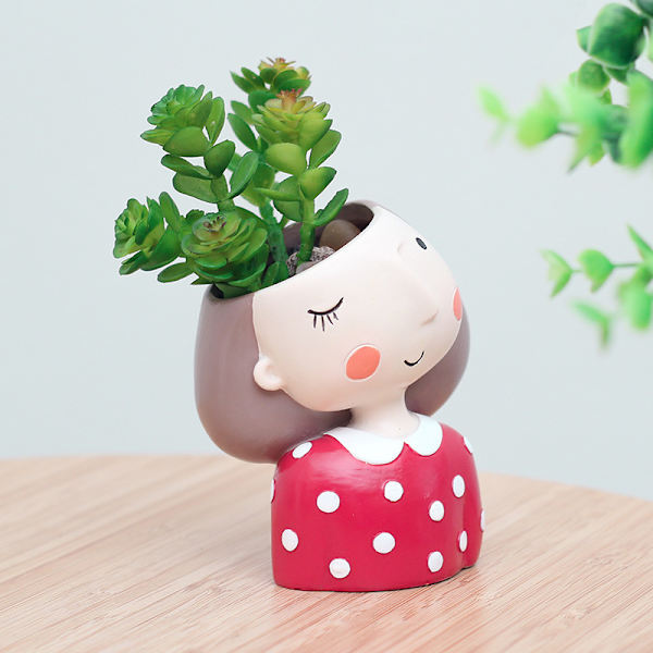 Flickor Blomkruka Blomkruka Resin Succulent Planter Skrivbords Mini Ornament，Flickors succulenta resin blomkruka (4 st Flickor Kombin