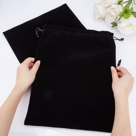 Large Rectangular Black Velvet Gift Bag, 2 Pieces