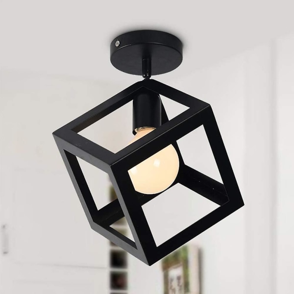 Industriell Retro Metall Geometri Bur Lampe Taklampe E27 Moderne Lysekrone Hengelampe Armatur Jern Kube Taklampe For Stue Soverom