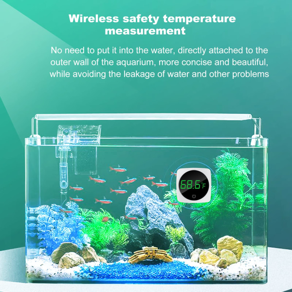 Akvarietermometer Digital, Fiskakvarietermometer Noggrann LED-display till ±0,9°F Tanktermometer Akvarium Temperaturmätning Lämplig för fisk, Axolotl, Sköldpadda eller vattenlevande