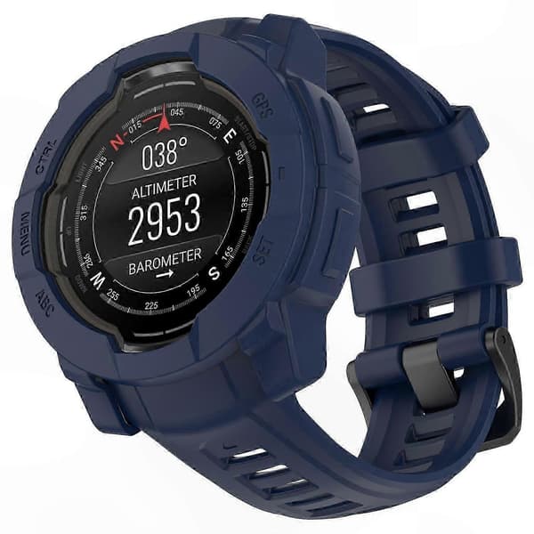 Kompatibel med Garmin Instinct 3 AMOLED 50mm og Instinct 3 Solar 50mm silikonklokkefutteral, støtsikker støtfangerramme midnattsblå Midnight Blue