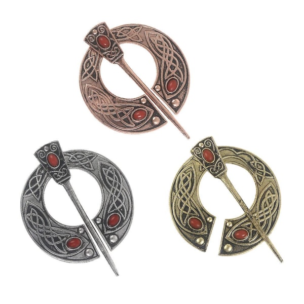 3 Pcs Shawl Scarf Cloak Pin Clasp Daily Dress Accessories Celtic Scarf Shawl Buckle Viking Shawl Pin6.1X4.6cm