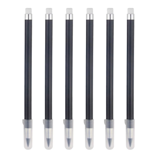 6 st raderbara pennor, mekanisk penna för barn, metallisk signeringspenna utan bläck, bläckfri penna, svart15,5 x 0,9 cm Black 15.5X0.9CM