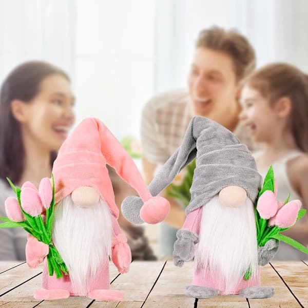 HA~Plysj Nisser Håndlavede Svenske Dukker Mini Tomte Dværgealvepynt til Valentinsdag Gave & Boligindretning, 37x8x6cm