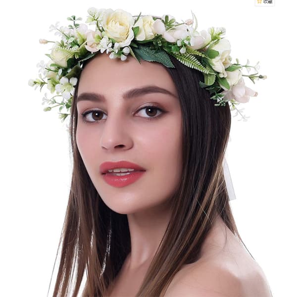 Hårbånd blomsterkrans sommereng roser 1 stk