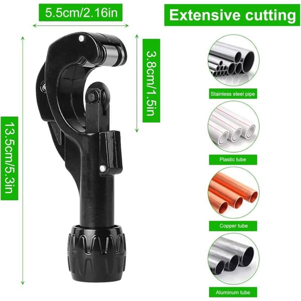 Kobberrørkutter 3-35mm med 3 erstatningshjul og avgradingsblad for kobber, PVC, aluminium, rustfrie stålrør