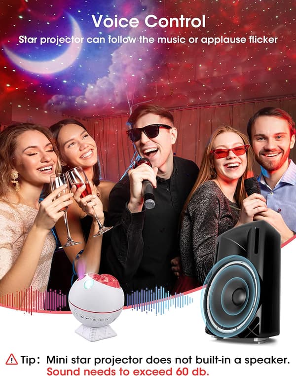Mini LED Star Projector Night Light, 120° Rotating Remote Controlled Galaxy Light Effects Cloud Lamp Perfect Gift for Kids (Mini White)