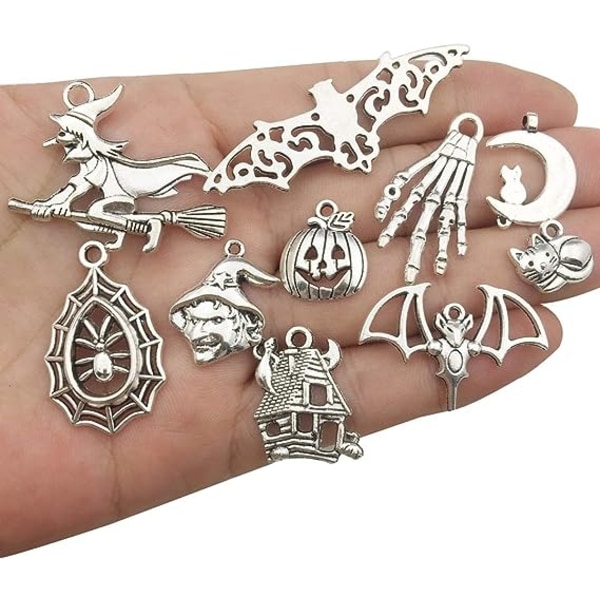 50 stk Halloween sjarm-antikk sølv halloween kolleksjon håndverksutstyr Charms anheng for håndarbeid, smykkefunn