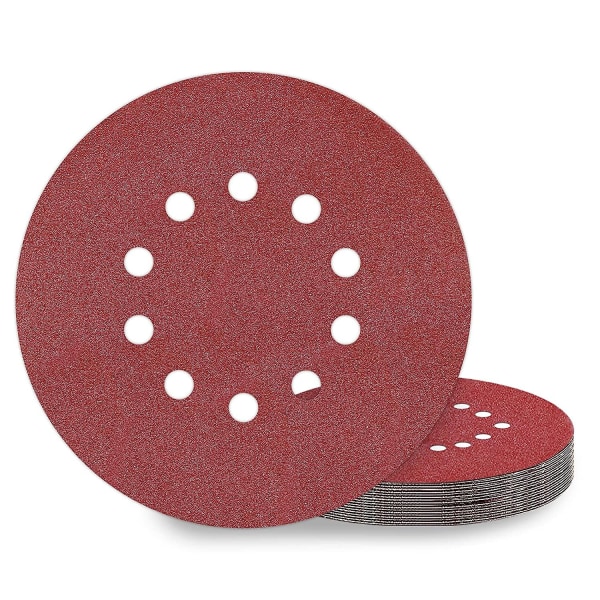 225mm Slippappersskiva 10 st P100 Korn 10 Hål Slippappersskiva 225mm Runda Slippapper för Gipsväggslip Giraffslip