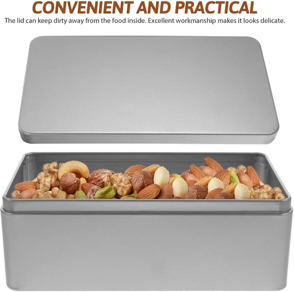 2 pcs Metal Tins Rectangular Empty Cookie Tins with Lids Tea Storage Jar for Candy Candles Gifts 17.8 x 9.8 x 6.4 cm