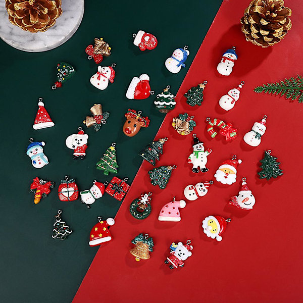 Julepynt Mini Harpiks Ornament Juledekoration Miniature Snemand Julemand Hængende Håndværk