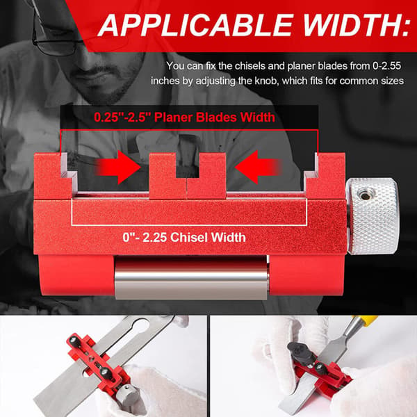 Wood Chisel Sharpening Guide, Sharpening Guide with Top Reinforcement Screw, Sharpening Jig with Extendable Roller