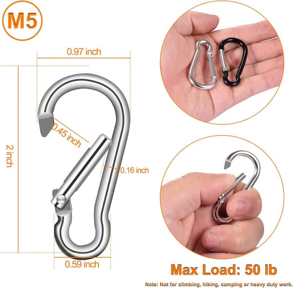 Flagpole Ring Replacement Carabiners | 4 Pcs Aluminum Alloy Flagpole Clip Spring Snap Hooks for Flags with Grommets | Replaceable Flagpole