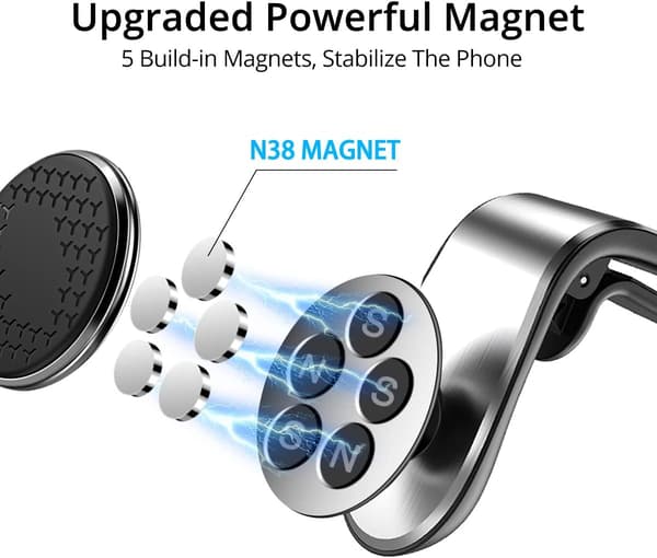 Magnetisk Mobilholder til Bil, Kraftfuld Magnetisk Bilholder til Luftventil, Universal Tilbehør til iPhone, Samsung Smartphone sølv silver