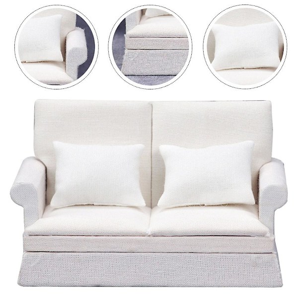 1 Sæt Miniature Sofa Møbler Model Miniature Sofa Legetøj Miniature Stue Dekoration Hvid 12.7X7.8C