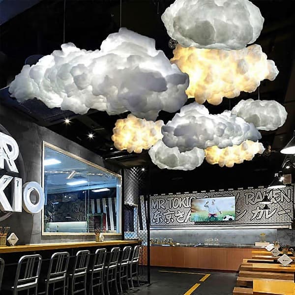 Simulation Cloud Pendant Lamp Creative Cotton Cloud Chandelier Ceiling Lamp Decorative Cloud Ceiling Lamp Pendant 40 * 20CM