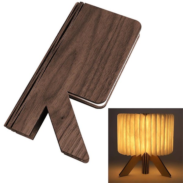 Wooden Folding Book Lamp, R-shaped Led Book Light, Usb Rechargeable