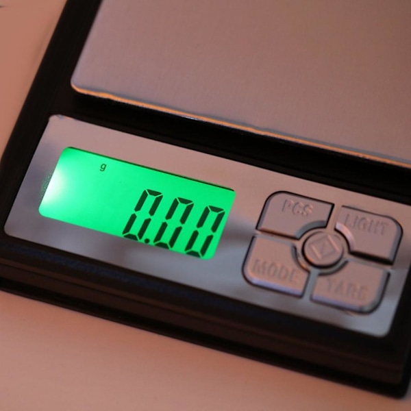 0,1 Grams Precisions Smyckes Elektronisk Digital Vågskala Fickvåg 2000g Svart