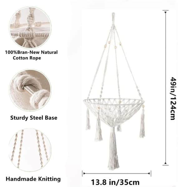 Cat Hammock, Hanging Cotton Swing, Cat Hammock for Window, Knitted Bed, Hanging Cat Bed for Sleeping, Playing, Climbing and Relaxing