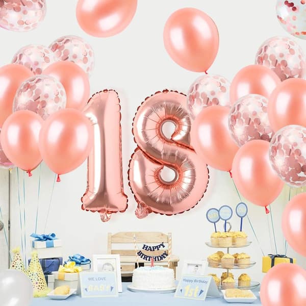 18-årsdag, 18-årsdagsdekorasjon, 18 ballongdekorasjon, 18 ba