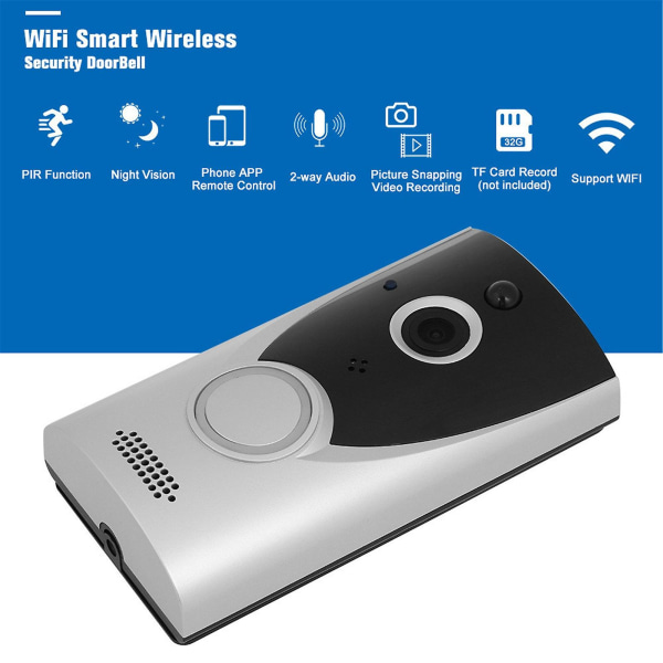 Home Wifi Smart Trådløs Sikkerhetsdørklokke Visuelle Intercom-opptaksvideosett
