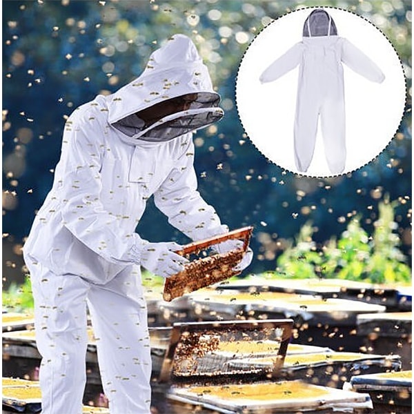 Biavlertøj (XL) biavlsværktøj bibeklædning fortykket bomuld anti-bi tøj i ét stykke beskyttelsestøj bibeklædning