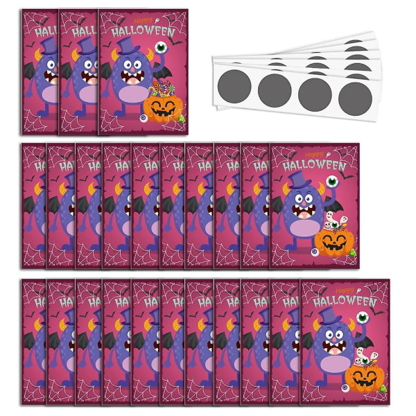 24pcs/set Halloween Party Scratch Cards Interactive Fun Game Toys