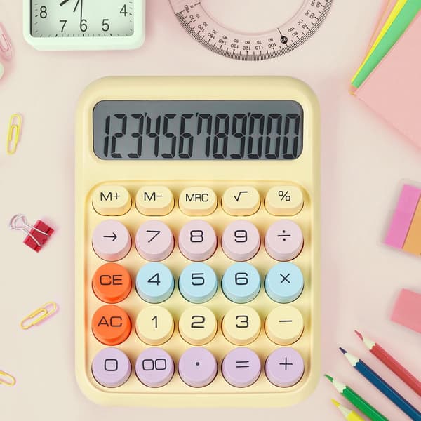 Mechanical Calculator with Large Buttons, Desktop Calculator, 12-Digit Display, Large LCD Screen, Suitable for Students and Basic Office Use.