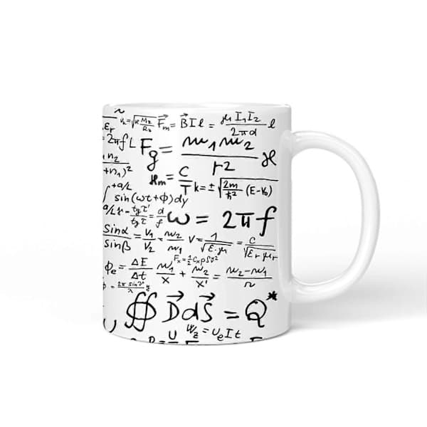 SSRGV Coffee Mug with Mathematical Formulas - Ponder Famous Mathematical Equations While Sipping Coffee - Comes in a Fun Gift Box