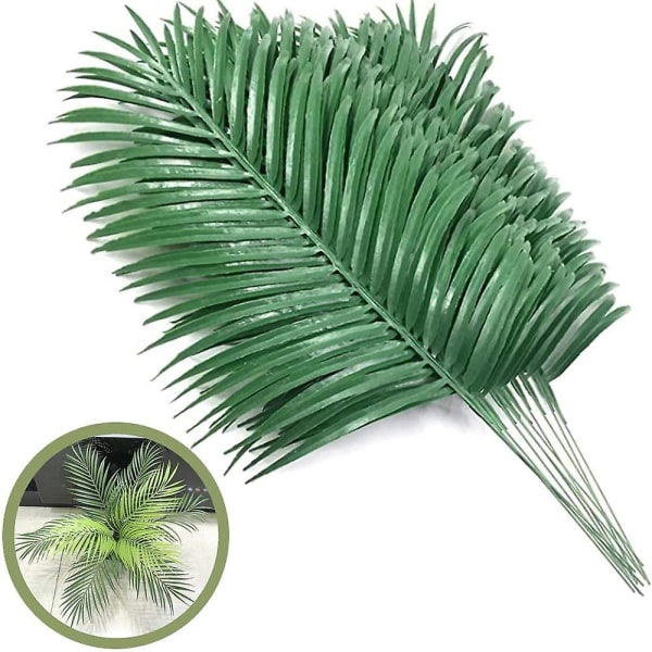 12 Pak Kunstige Palmblade Planter Faux Palmblade Tropiske Store Palmblade Grønt Plante Til Blade Hawaiiansk Fest Jungle Fest Stor Pal