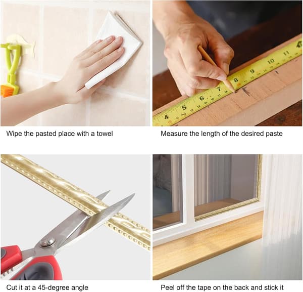 5M Flexible decorative wall molding, self-adhesive decorative wall molding, peel and stick ceiling molding (Champagne Gold)