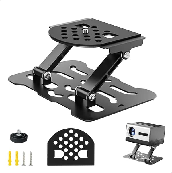 Projector Mount, Universal Adjustable 180° Foldable Metal Projector Bracket for Ceiling, Easy to Install, Up to 10 kg