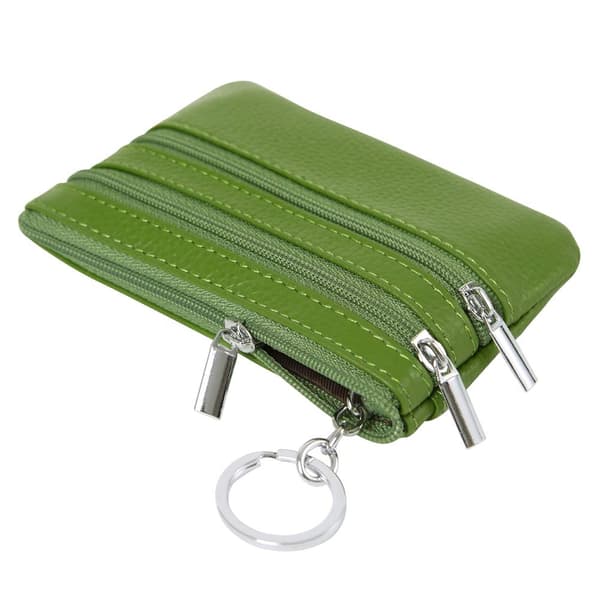 Dam lädermyntväska Mini Pouch Växelplånbok med nyckelring, Grön