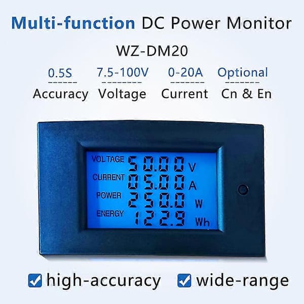 Opgraderet Digital Spændingsmultimeter Volt Watt Effekt Energimåler Amperemeter Volt