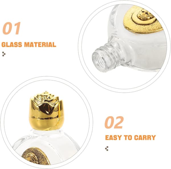 4 st heliga vattenflaskor med lock, påfyllningsbara bärbara glasbehållare för dop, dekorativa mini tomma parfym eteriska oljeburkar