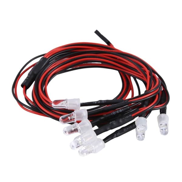 8 LED 5 mm RC-lyskit for 1/10 bil lastebil crawler modell drift frontlys baklys, hvit og rød