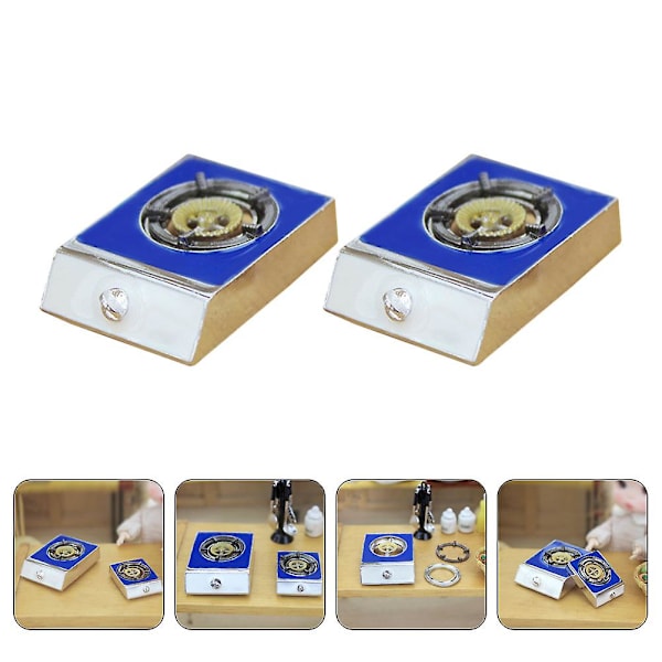 2 stk. Mini Hus Gas Komfur Dekoration Dekorativ Gas Komfur Dukkehus Ornament Assorteret Farve 2.9X2.2X0.6CM
