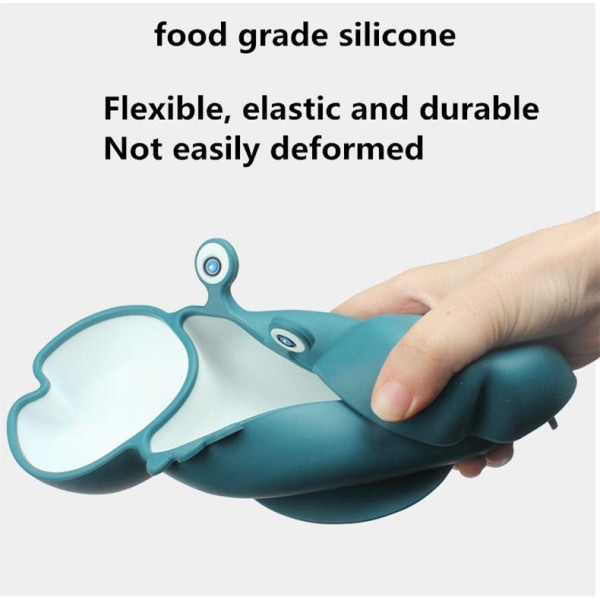 Blå silikone sugeplade til småbørn - selvfodrende træning Delt tallerkenfad og skål til baby og småbørn, passer