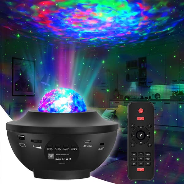 Black Star Sky Projector, Starry Night Light Video Rotating Light