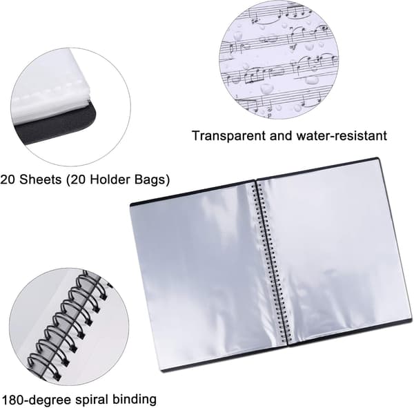 A4 Size Document with Music Notes 20 Pockets Folder Holder Case Music Folder File Music Key Song
