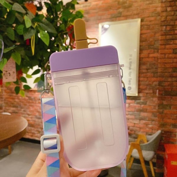 300 ml vandglas med stor kapacitet med fuld nitter i mat tumbler plastikkopper (lilla)