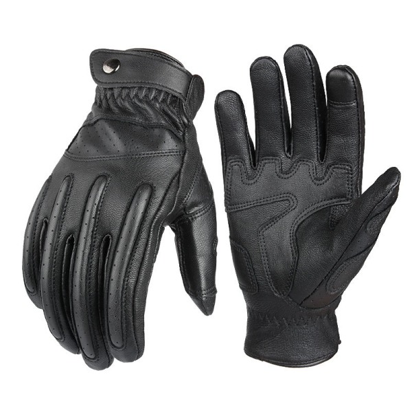 Motorcycle Gloves for Men - Genuine Leather Touchscreen Motorbike Glove for MTB Riding, Road Racing, Cycling, Motocross,