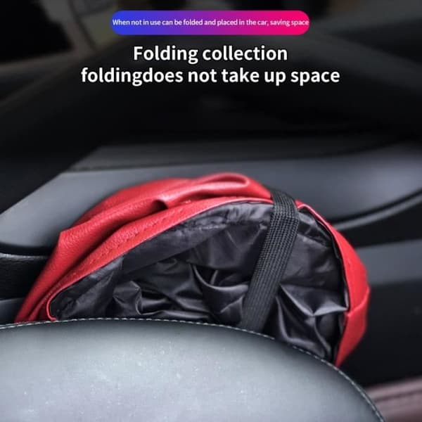 Waterproof Foldable Car Trash Can PU Storage Basket Organizer Easy to Clean Mini Garbage Container for Car New