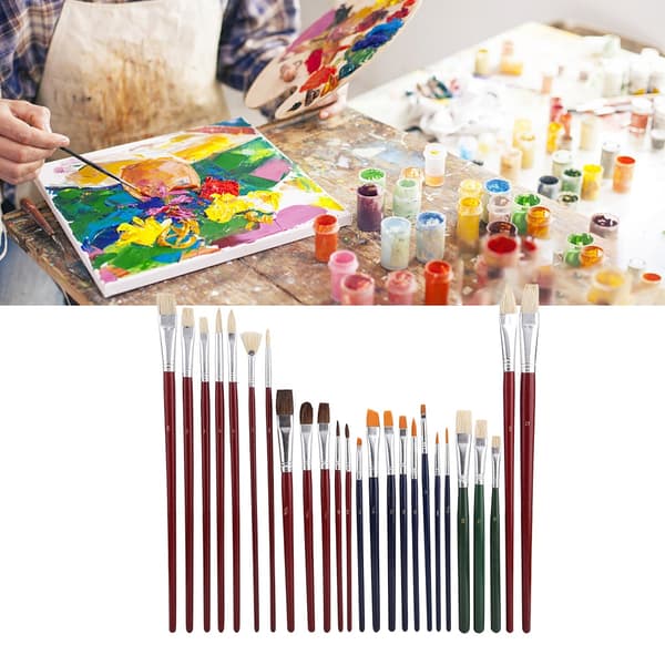 25 st/set Borst Nylon Hår Hästhår Målarpenslar för Akryl Akvarellmålning
