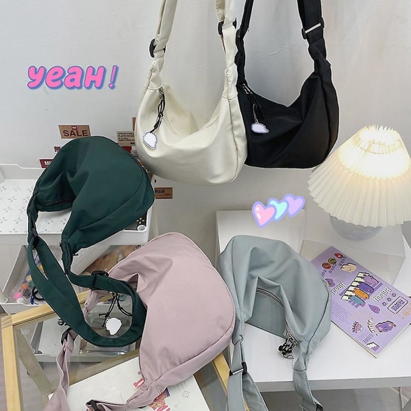 Damväska Harajuku Axelväska Allmatchande Solid Messenger Väska Dejtväska Vit